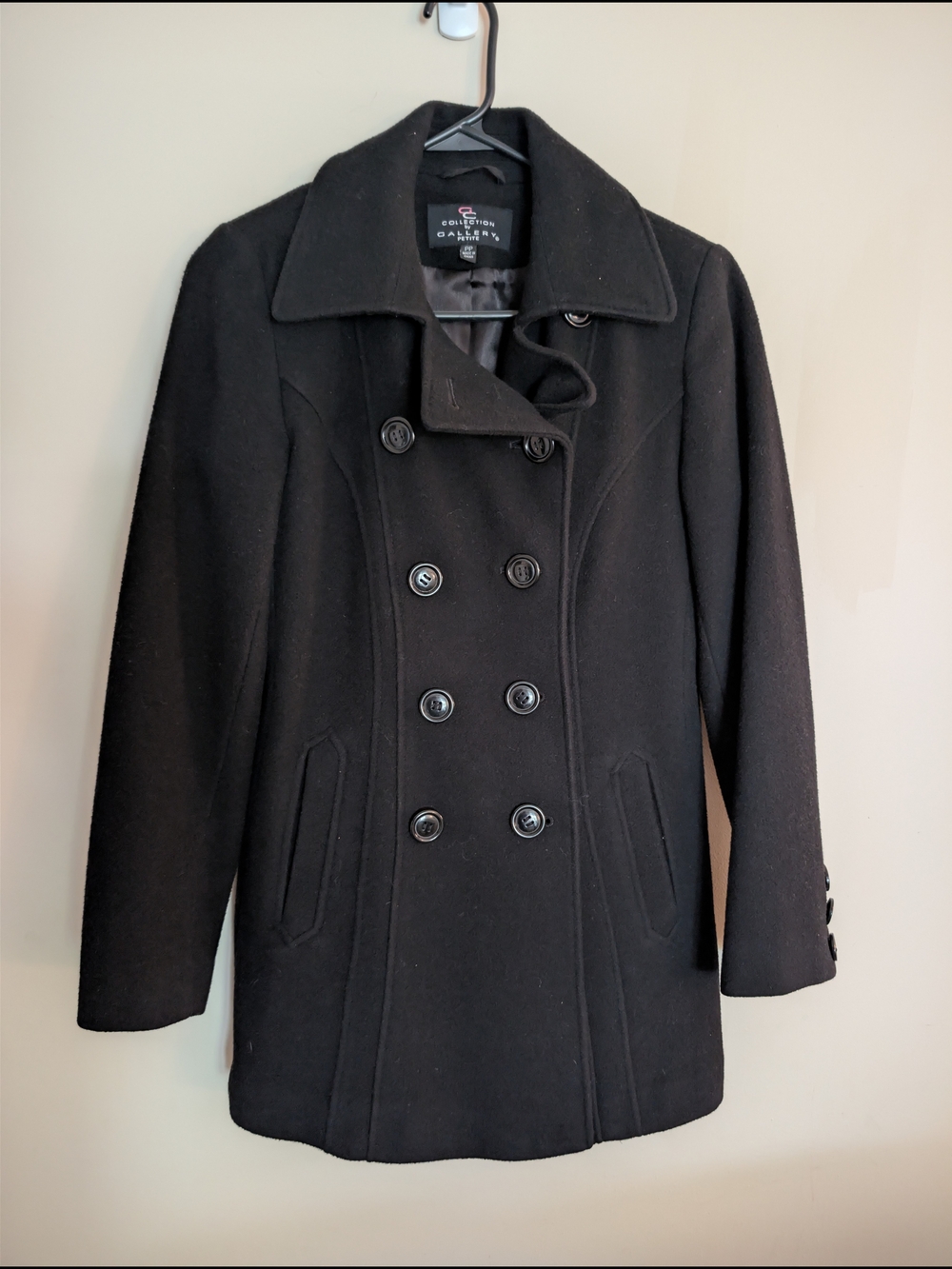 Collection by Gallery Petite Black Wool Blend Peacoat Jacket Size PP Extra Small
